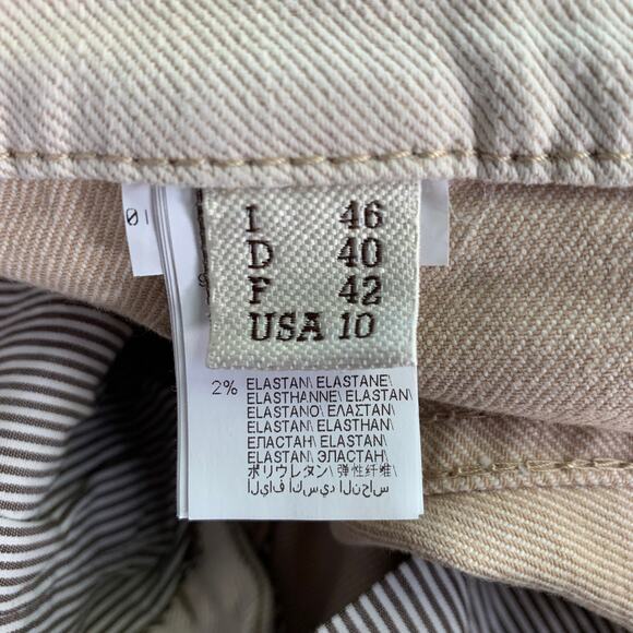 Size 10 Beige Cotton Blend Twill Monili Tapered Cuffed Casual Pants - Picture 11 of 12
